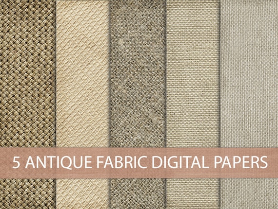 5 Digital Fabric Papers - Texture Fabric Paper 12x12 Old Vintage Paper - Digital Paper Set - Print Paper JPG