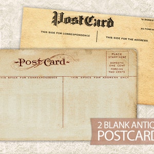 Digitale Postkarten - INSTANT DOWNLOAD 2 Blank Antike Postkarten Altes Vintage Papier - Digitales Papier Alte Postkarte - Print Papier
