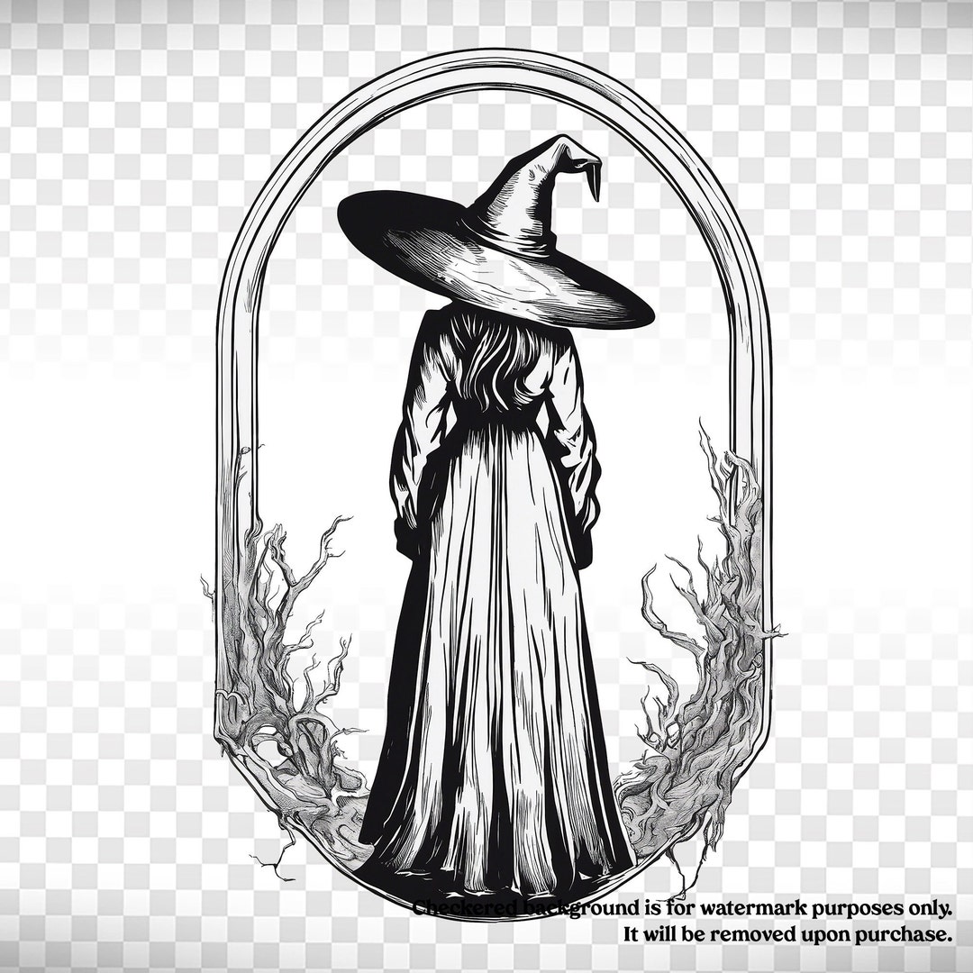 Vintage Witch Clipart Halloween PNG Illustration Printable Etsy