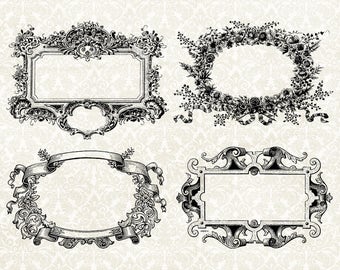 Ornate Vintage Frame Clipart: Antique Style PNG Set (Digital Download)