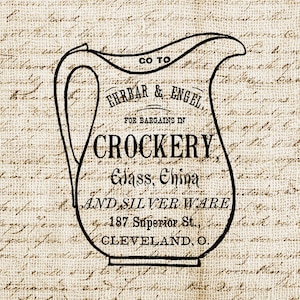 Digitaler Download Antikes Geschirr Werbung - Vintage Porzellan Werbung - Transfer Grafik - Antikes Vintage Label - INSTANT DOWNLOAD