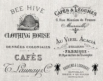 Vintage Typography Labels Bundle Original Antique Ephemera (PNG, JPG)