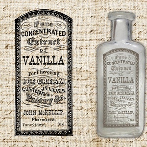 Digitaler Download Antique Vanille Anzeige - Vintage Vanille Backen Werbung - Transfer Grafik - Antik Vintage Label - INSTANT DOWNLOAD