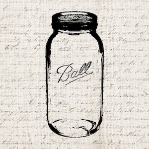 Clipart Mason Jar Illustration Télécharger Numérique - Mason Jar Bouteille vintage Graphique Imprimable Transfert Artisanat Scrapbook INSTANT DOWNLOAD