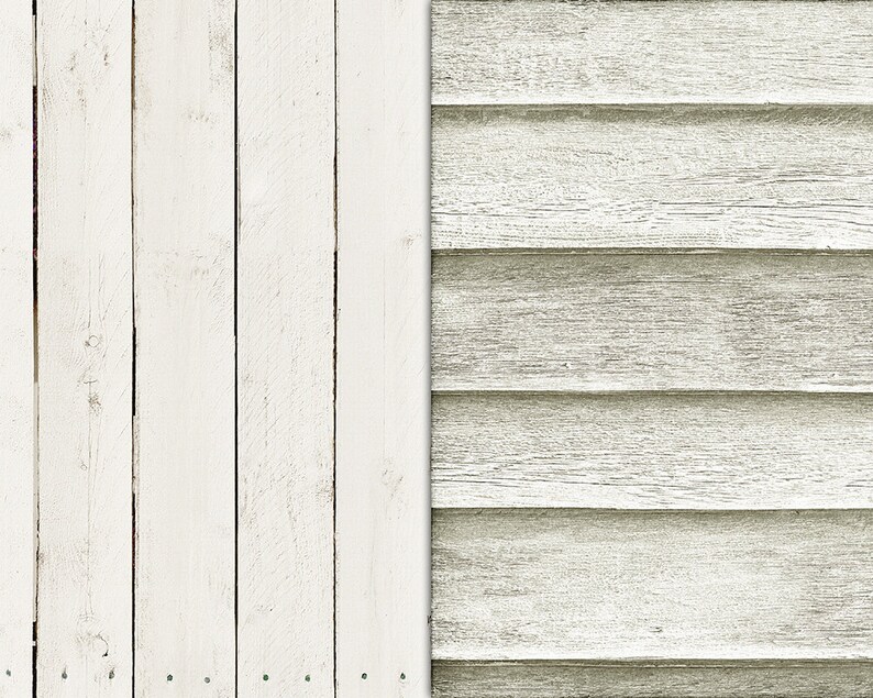 May include: A close-up of two different types of white painted wood siding. The left side is vertical planks and the right side is horizontal planks.