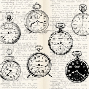 7 Vintage Old Clocks clipart Bundle png - PNG & JPG INSTANT Download