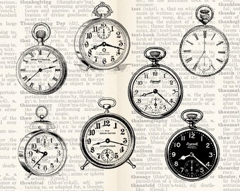 7 Vintage alte Uhren Clipart Bundle png - PNG & JPG INSTANT Download