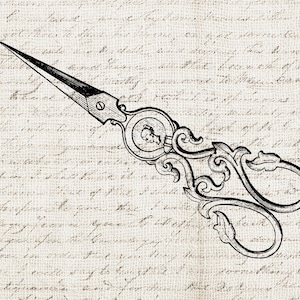 Vintage Sewing Scissors - Digital Download Clipart - Ornate Scissors Illustration -  Old Antique Scissors Art Craft - INSTANT DOWNLOAD
