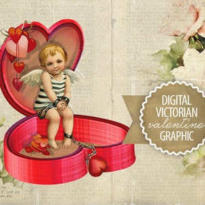 Digital Valentine Cupid Angel Diecut - Antique Vintage Valentine Diecut Graphic - Victorian Angel Cupid - Stampabile - INSTANT DOWNLOAD