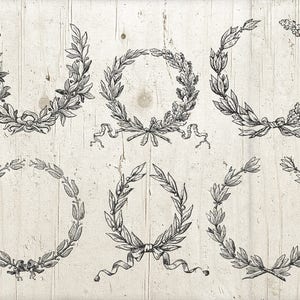 Vintage Laurel and Wreath Frame Vintage Antique Monogram Set Clipart PNG Sublimation Designs Set