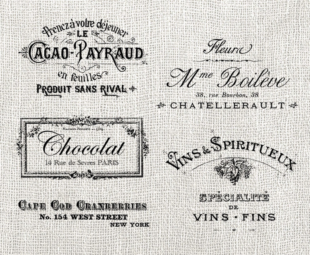 Digital Collage Sheet 5 Vintage Antique Typography Word Labels Word Art ...