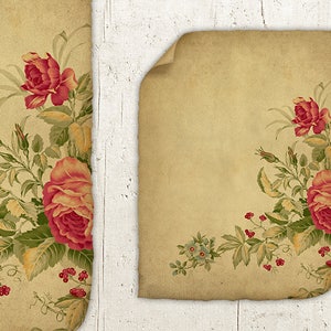 Papel digital para scrapbook floral, fundo antigo, sucata de papel vintage - papel digital para impressão - DOWNLOAD INSTANTÂNEO