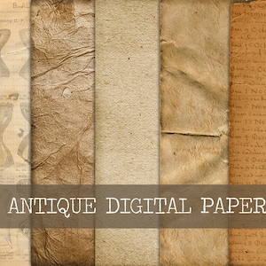 5 Digital Old Antique Papers - INSTANT DOWNLOAD - Antique Texture Crinkle Paper 12x12 Old Vintage Paper - Digital Paper Set - Print JPG