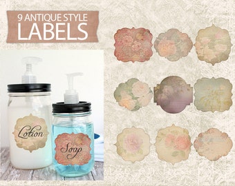 Digital Vintage Labels - Antique Printable Labels - Digital Labels - Labels Sheet - Vintage Labels Download Printable - INSTANT DOWNLOAD