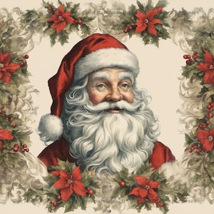 Vintage Santa Christmas Digital Paper 12x12 Scrapbook Background mais DOIS PRESENTES GRATUITOS - Arquivo de download digital