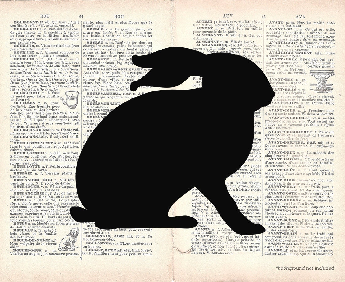 Bunny Rabbit Silhouette Clip Art Digital Vintage Animal | Etsy