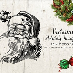 Ilustração digital de Natal do Papai Noel - Papai Noel vintage antigo - Download para impressão de férias - Ilustração DOWNLOAD INSTANTÂNEO
