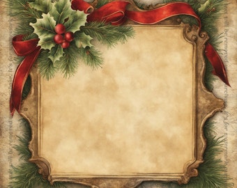 Carta digitale natalizia vintage, stampabile natalizia, carta per scrapbooking, sfondo natalizio - oltre a DUE REGALI GRATUITI - File di download digitale