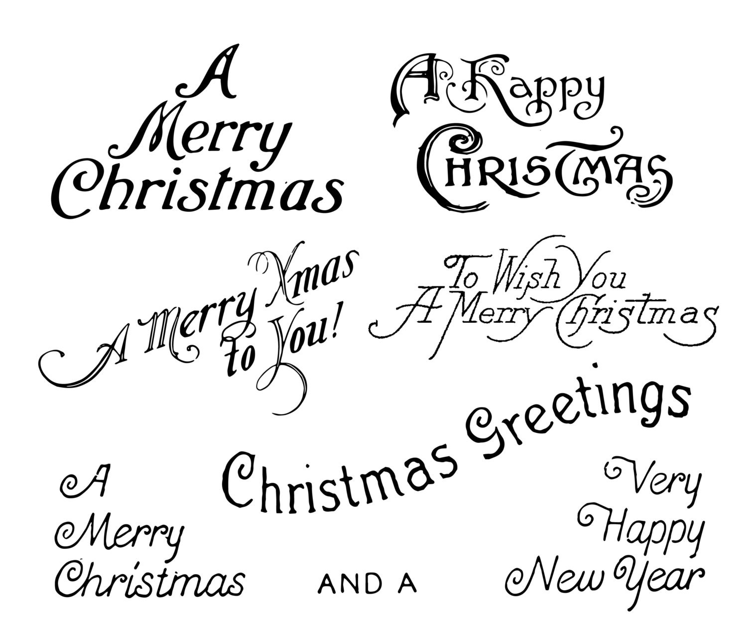 vector christmas words text illustration - antique digital