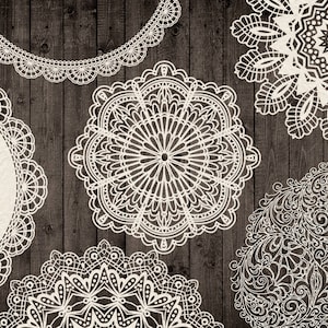 Vintage Doilies Lace Set Vintage Clipart Individual PNG Sublimation Designs Scrapbook