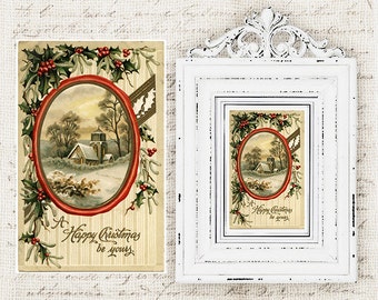 Old Christmas Postcard - Antique Vintage Christmas Postcard - Victorian Christmas Card - Christmas Cards - INSTANT DOWNLOAD