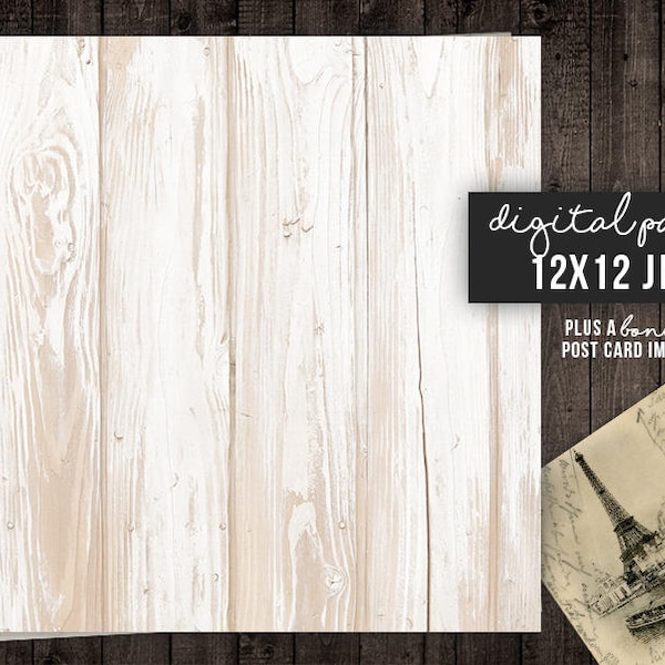 Digital Paper - White Wood Texture Background Paper Old Whitewash Wood Digital Paper Printable INSTANT DOWNLOAD