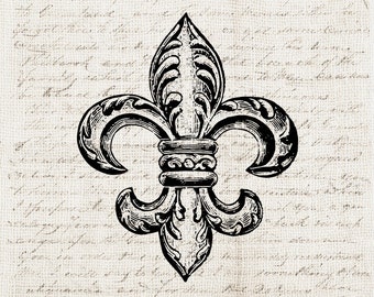 Vintage Illustration Digital Download - Antique Fleur de Lis French Clipart Graphic Print Transfer Craft Scrapbook INSTANT DOWNLOAD