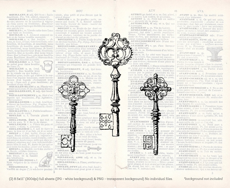 Printable Antique Keys Vintage Illustration Clip Art Sheet Printable Art Antique Printable Keys ...