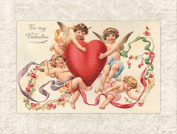 2 Vintage Valentines Day Cards Vintage Valentines Day Decor Teachers  Valentines Day Card 