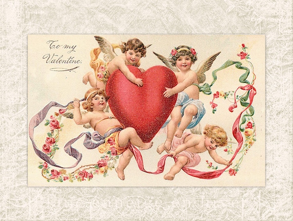 Digital Valentine Postcard - Antique Vintage Valentine Day - Victorian  Valentines Card - Printable Valentine Cards - INSTANT DOWNLOAD