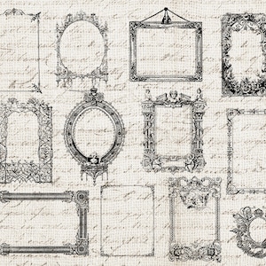 12 Vintage Antique Vintage Frames Set PNG Sublimation Design Ornate Frames Clipart Printable