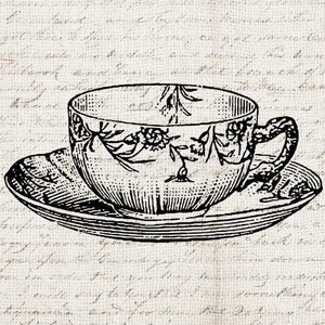 Cuisine Tasse à thé Art Télécharger Antique Teacup Graphic - Kitchen Art Frame It - Tasse à thé Craft Clipart Transfert Scrapbook INSTANT DOWNLOAD