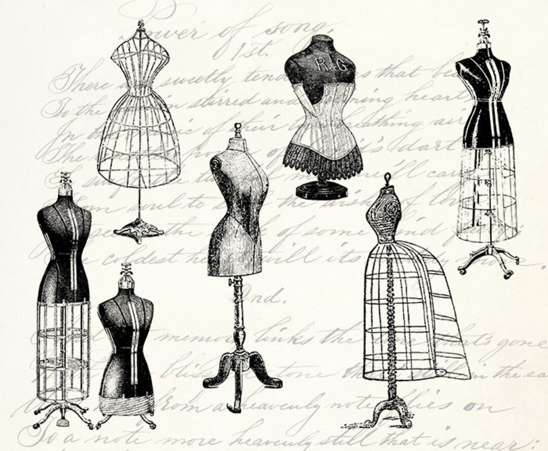 6 Vintage Antique Dress Form Mannequins Clipart Bundle Set - Etsy Canada