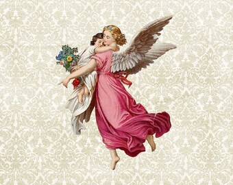 Digital Christmas Color Angel Scrapbook Die Cut Vintage Illustration PNG -  INSTANT DOWNLOAD