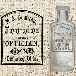 Digitaler Download Antike optische Anzeige - Vintage Brille Optiker Werbung - Transfer Grafik - Antik Vintage Label - INSTANT DOWNLOAD