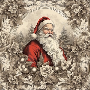 Santa Vintage Christmas Digital Paper 12x12 Scrapbook Background Plus TWO FREE GIFTS - Digital Download File