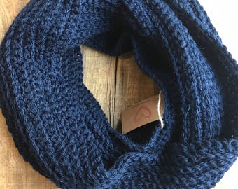 Navy Alpaca Blend Infinity Scarf