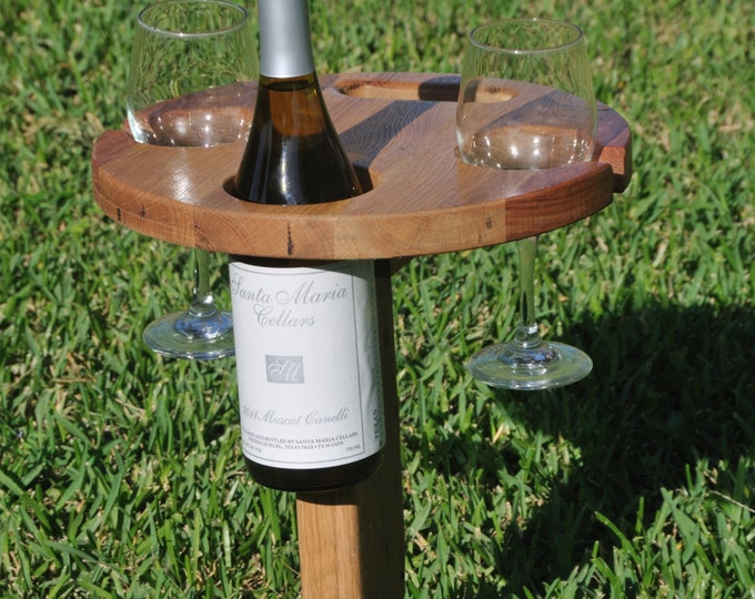 Folding Outdoor Wine Table With Carry Handle Etsy