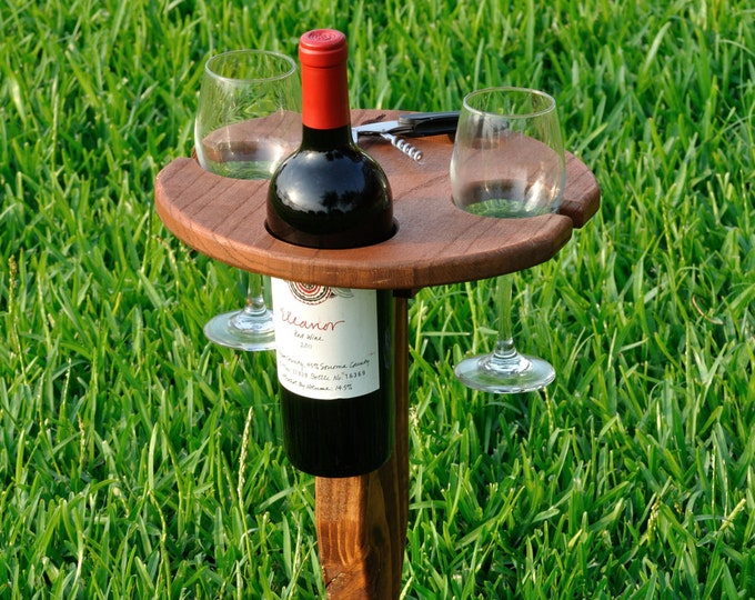 Folding Outdoor Wine Table With Carry Handle oak Etsy