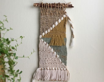 Asymmetrische Fiber Art Tapestry Weave: moderne kleurrijke wanddecoratie