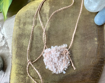 Knit Amulet Pouch Necklace: Silk Cotton Crystal Holder