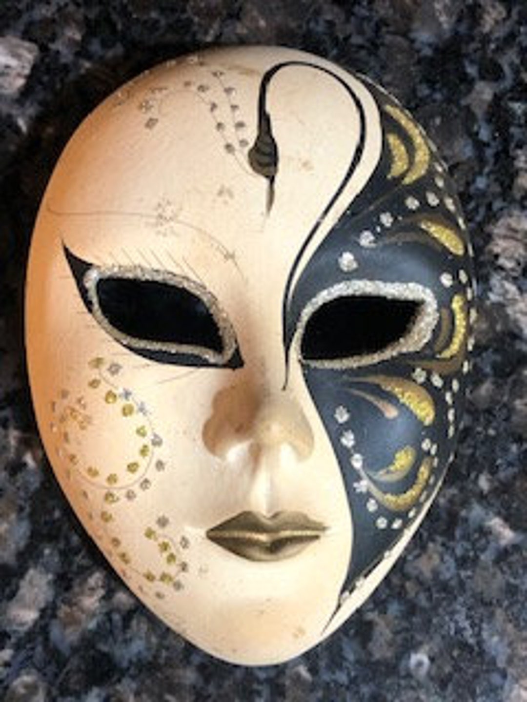 Mardi Gras Mask Miniature Hand Painted Mardi Gras Mask Black White and ...