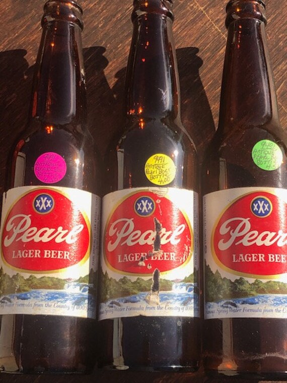 Beer Bottles 3 vintage Pearl Lager Beer Bottles with Labels Etsy