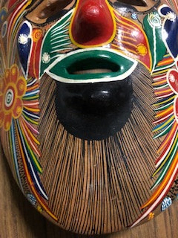 Tribal Mask : Vintage Hand Painted Terra Cotta Ma… - image 4