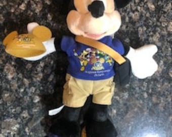 Mickey Mouse : Happiest homecoming on Earth 50th Anniversary Plush Doll with Gold foot pin.