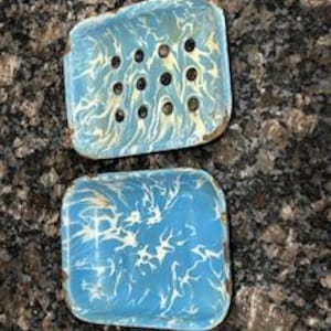 Spatterware porcelain antique Soap Dish 2 piece set- 1930's rare collectible