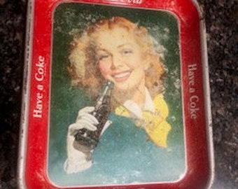 Vintage 1948 Coca Cola Serving Tray: Red Haired Beauty.