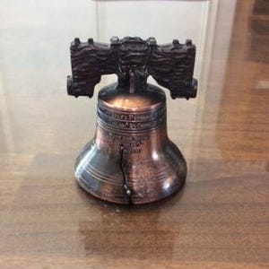 Brass Liberty Bell - Small brass Liberty Bell ( table bell) - with embossed inscriptions  and nice patina- Pre-Owned - Collectible