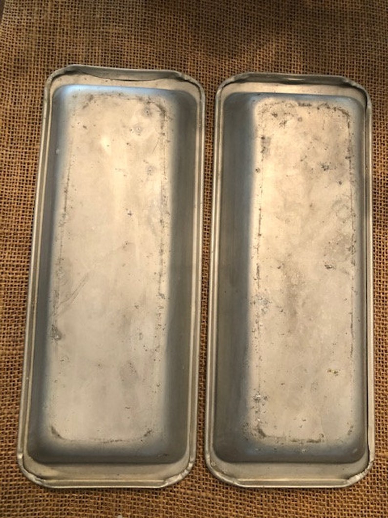 Aluminum antique pair of Ice Trays with plastic inserts. Etsy