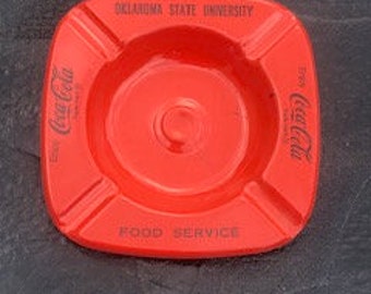University of Oklahoma Food service metal Coca Cola Red Ash Tray
